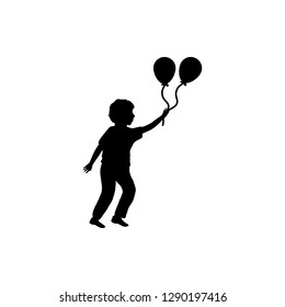 boy running with balloons silhouette
