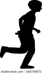 a boy running body silhouette vector