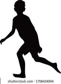 a boy running body silhouette vector