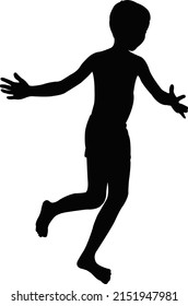 a boy running body silhouette vector