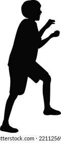 ein Junge, der Körper-Silhouette-Vektorgrafik