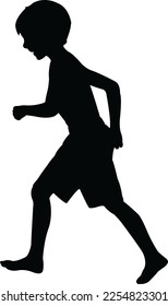 a boy running body silhouette vector