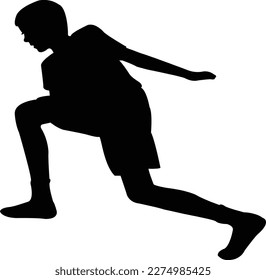 a boy running body silhouette vector