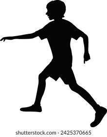 a boy running body silhouette vector