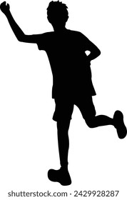 a boy running body silhouette vector