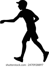 a boy running body silhouette vector