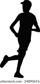 a boy running body silhouette vector