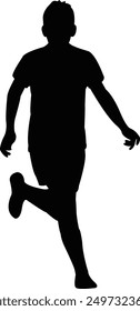 a boy running body silhouette vector