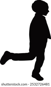 a boy running body silhouette vector