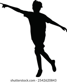 a boy running body silhouette vector