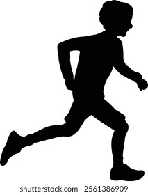 a boy running body silhouette vector