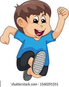 The Boy Running Cartoon Vector Illustration