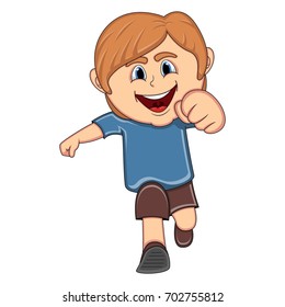 A boy running cartoon vector illustration