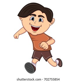 A boy running cartoon vector illustration