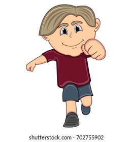 A boy running cartoon vector illustration