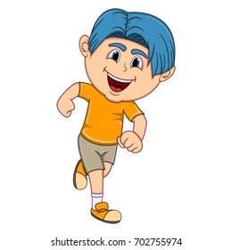 A boy running cartoon vector illustration