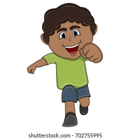 A boy running cartoon vector illustration