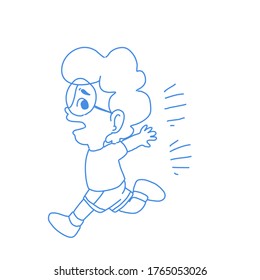 Boy is running character design of vector. Cartoon illustration 