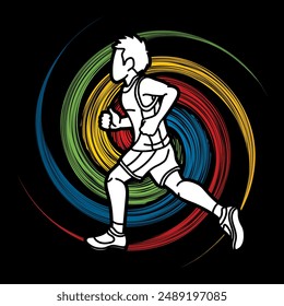 A Boy Running A Child Run Action Cartoon Sport Graphic Vector