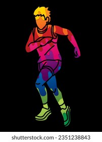 A Boy Running Child Runner cartoon Action Graphic Vector