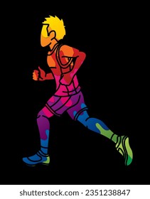 A Boy Running Child Runner cartoon Action Graphic Vector