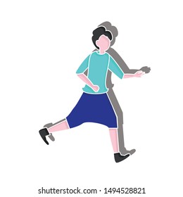 Boy running concept on white background. Flat vector illustration for web page.
