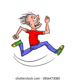 A boy running fast in feared 