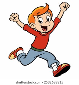 The boy is running happily 2.