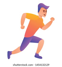 Boy running icon. Cartoon of boy running vector icon for web design isolated on white background