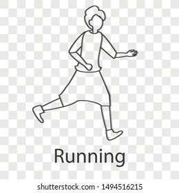 Boy  running  icon on transparency background. Line vector illustration.