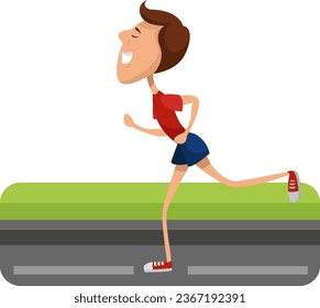 Boy running, illustration, vector on a white background.