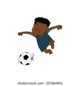 A boy running and kicking ball vector