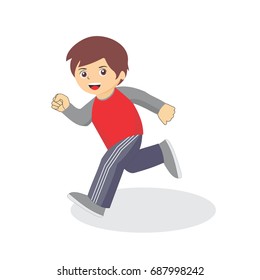 Boy Running. kid Jogging