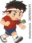 Boy Running Marble Spoon Balance