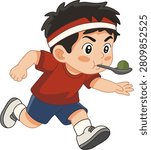 Boy Running Marble Spoon Race