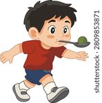 Boy Running Marble Spoon Race
