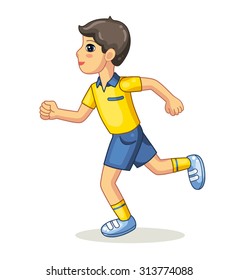 Boy running on a white background icon.