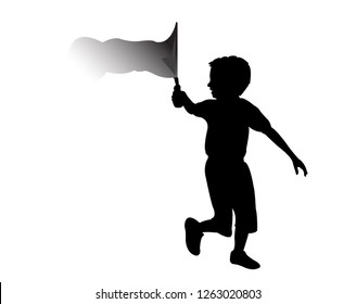 a boy running and playing body silhouette vector