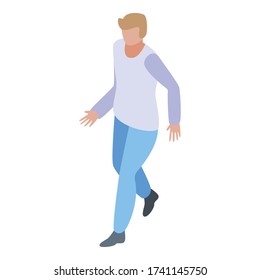 Boy running quest icon. Isometric of boy running quest vector icon for web design isolated on white background