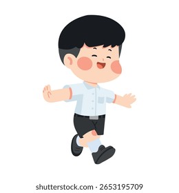 Boy Running in School Uniform