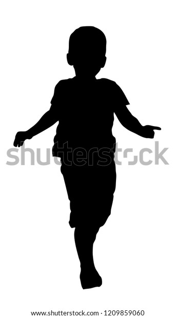 Boy Running Silhouette Stock Vector (Royalty Free) 1209859060