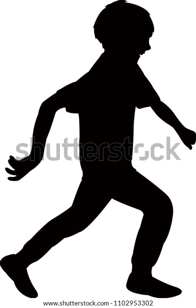 Boy Running Silhouette Vector Stock Vector (Royalty Free) 1102953302 ...