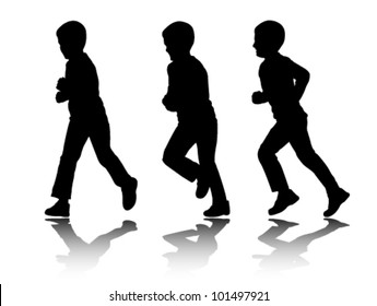 boy running silhouettes