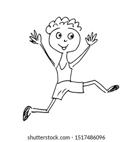 The boy is running. Sketch. Vector illustration.