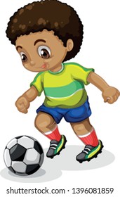 Boy running with soccer ball illustration