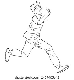 A boy running from something.