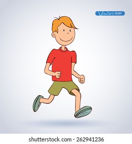 boy running vector  hand drawn vector.