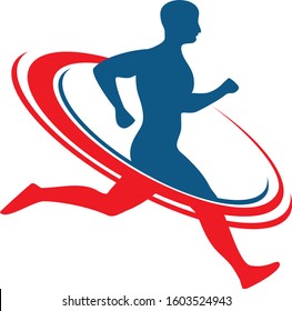Boy running vector illustration icon