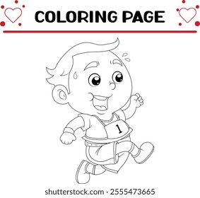 boy is running very fast coloring page for kids