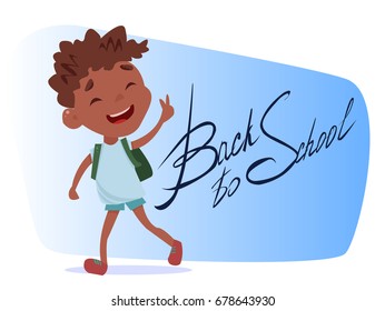 The boy runs to school